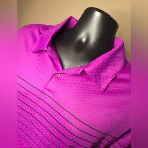 Nike Golf Dri Fit Shirt Men’s 2XL Polo Purple Stripes Performance